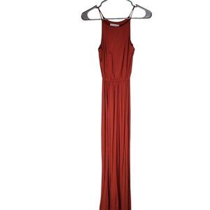 NWT Lush Spaghetti Strap‎ Blouson Jersey Maxi Dress Tandoori Spice Rust Small
